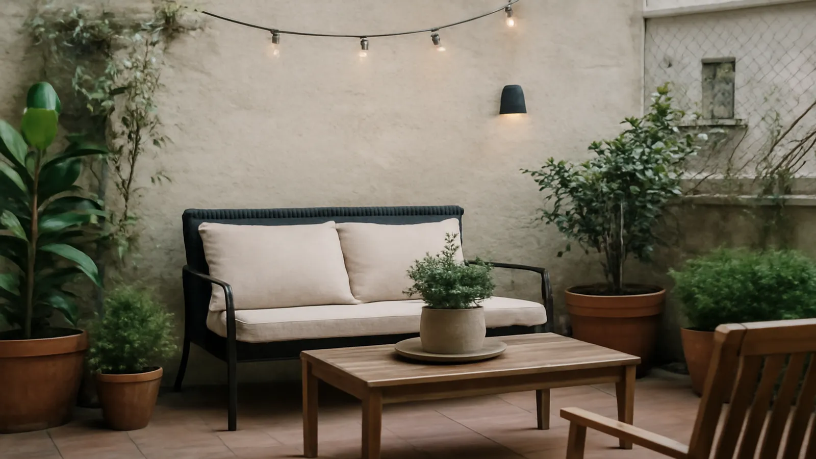 Iluminación exterior de bajo consumo para el patio